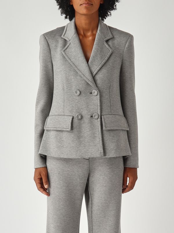 1. Blazer de mujer de mezcla de viscosa elástica Gris jaspeado Meimeij m5fd21