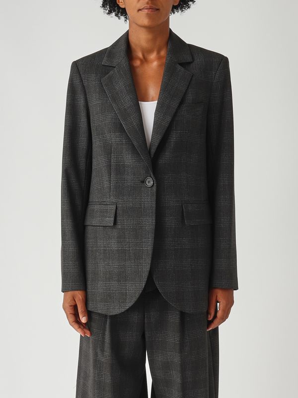 1. Blazer de mujer en mezcla de viscosa elástica Carbón Meimeij m5fp00