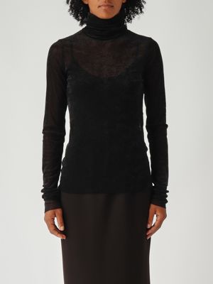 Stretch tulle T-shirt for women Black Meimeij