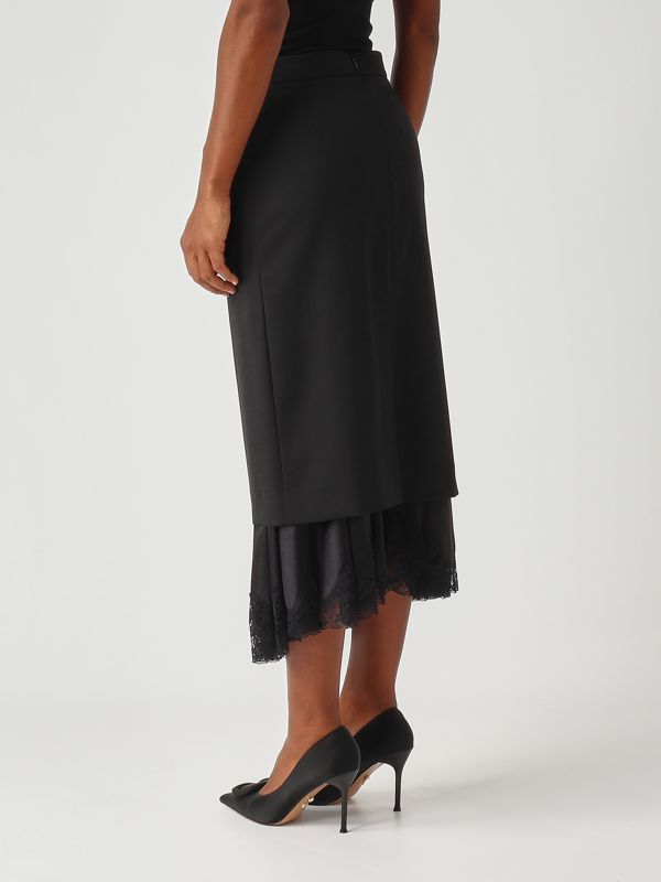 4. Stretch wool blend skirt for women Black Meimeij m5fh05