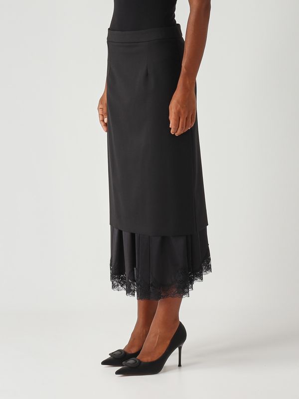 3. Stretch wool blend skirt for women Black Meimeij m5fh05