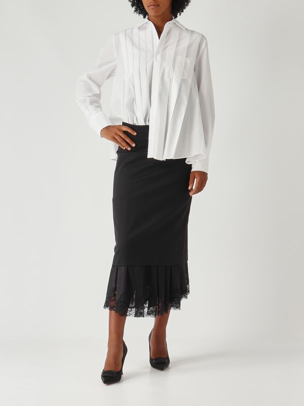2. Stretch wool blend skirt for women Black Meimeij m5fh05