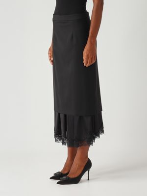 3. Stretch wool blend skirt for women Black