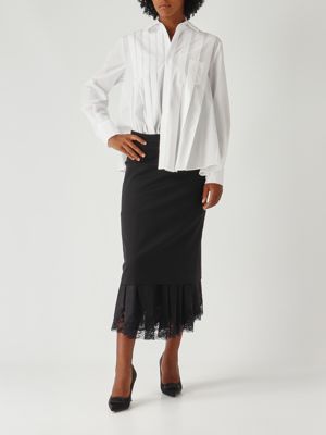 2. Stretch wool blend skirt for women Black