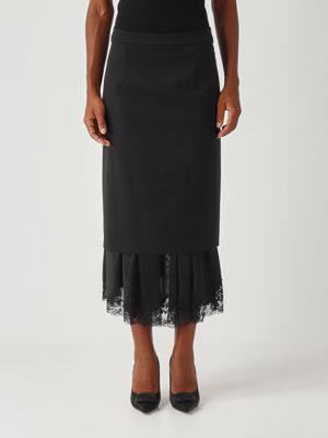 ワンピース ELISABETTA FRANCHI Women Mid Skirts AB70251E2110 nero Black Elisabetta Franchi stretch crêpe skirt with logoed zip
