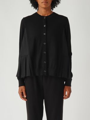 Strickjacke aus Schurwolle für Frauen Schwarz Meimeij