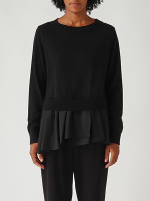 Pull en laine vierge pour femme Noir Meimeij