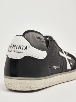 5. Zapatillas de hombre Steven 5439 en ante y piel lisa Negro-Blanco