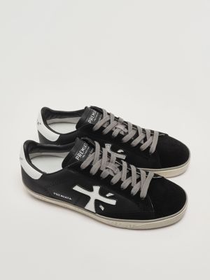 2. Zapatillas de hombre Steven 5439 en ante y piel lisa Negro-Blanco