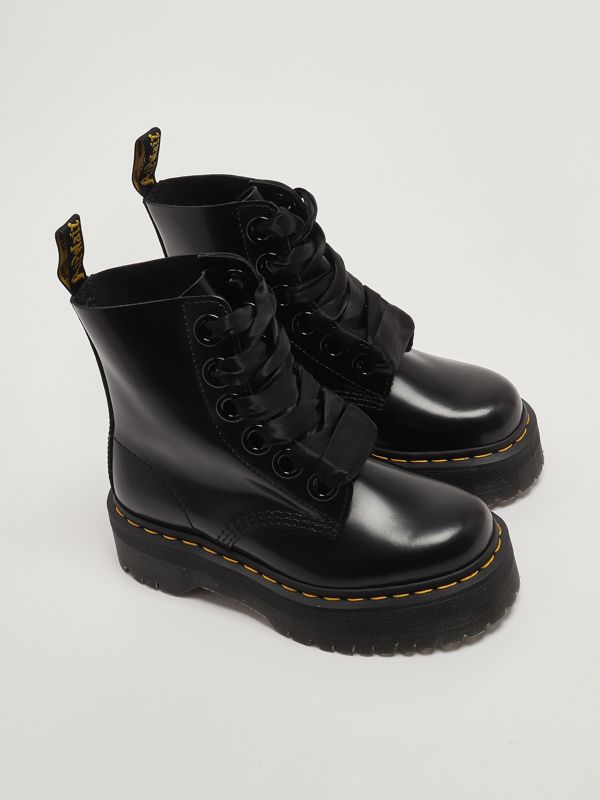 2. Botas militares para mujer Molly Buttero en piel lisa brillante Negro Dr. Martens 24861001