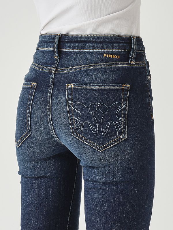 5. Damen Britney Bootcut Jeans aus Stretch-Baumwolle Dunkler Denim Pinko 103860a2rx