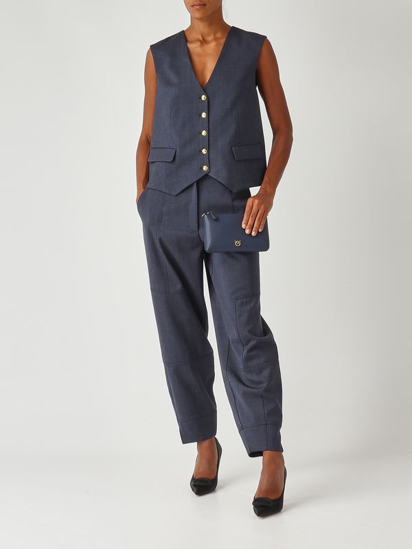 2. Ketchup stretch armored wool blend vest for women Dark blue Pinko 105664a2sn