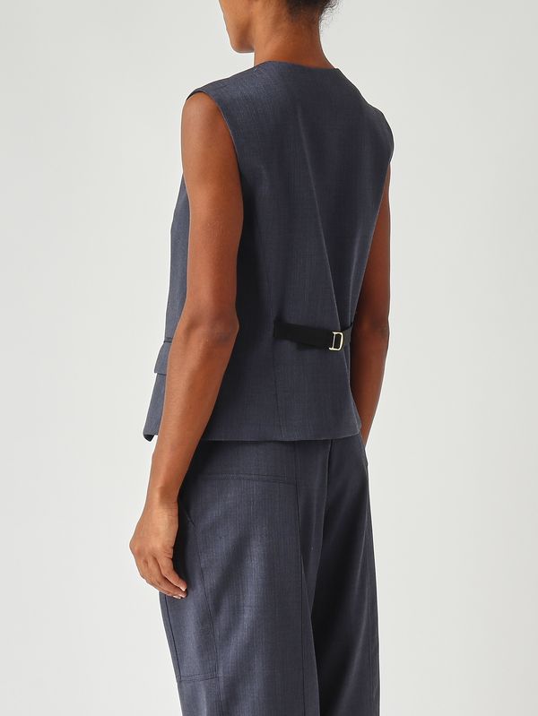 4. Ketchup stretch armored wool blend vest for women Dark blue Pinko 105664a2sn