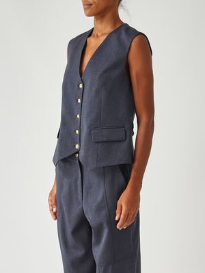 3. Ketchup stretch armored wool blend vest for women Dark blue