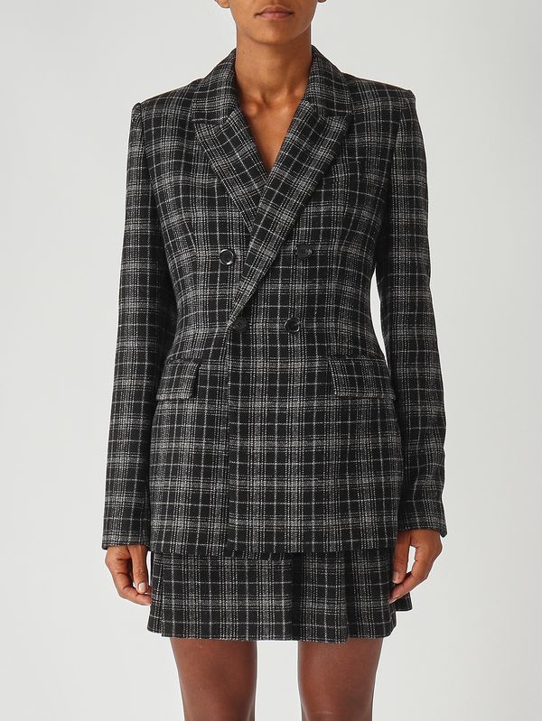 1. Blazer de mujer Ginevra en mezcla de lana elástica Negro-Beige Pinko 106072a36m