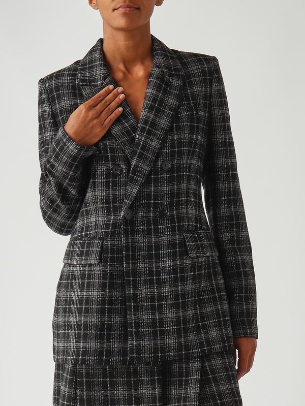 5. Blazer de mujer Ginevra en mezcla de lana elástica Negro-Beige Pinko 106072a36m