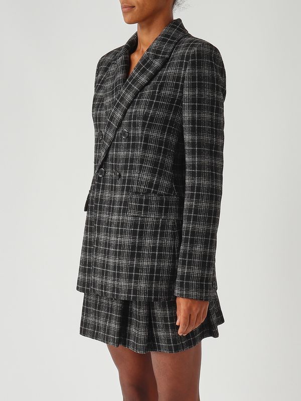 3. Blazer de mujer Ginevra en mezcla de lana elástica Negro-Beige Pinko 106072a36m