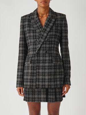 Ginevra stretch wool blend blazer for women Black-Beige Pinko