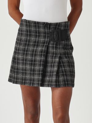 5. Consolata stretch wool blend skirt for women Black-Beige