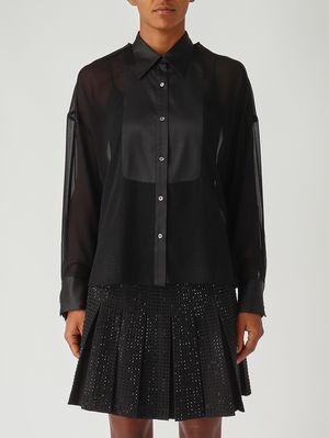 Camicia donna Marquilla in georgette stretch Nero Pinko