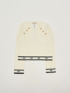 Mädchenpullover aus Wollmischung Weiß-Schwarz Twinset