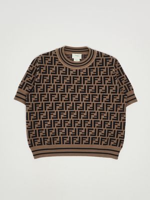 Mädchenpullover aus Viskosemischung Braun-Schwarz Fendi
