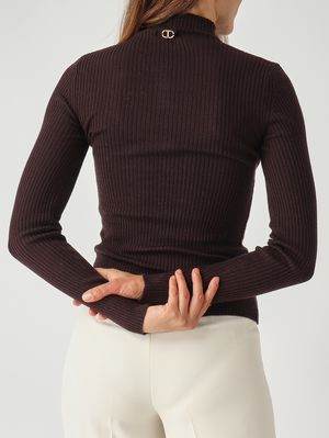 5. Women's wool mock turtleneck Moro-Chocolate