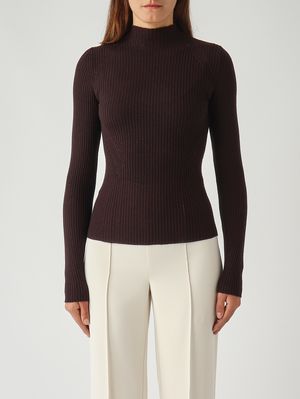 Women's wool mock turtleneck Moro-Chocolate Twinset