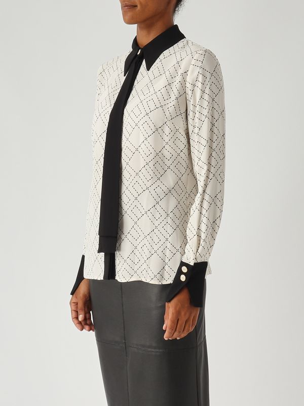 3. Georgette shirt for women Milk-Black Elisabetta Franchi ca10456e2