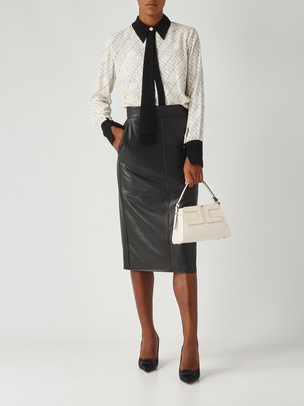 2. Georgette shirt for women Milk-Black Elisabetta Franchi ca10456e2