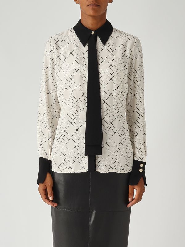 1. Georgette shirt for women Milk-Black Elisabetta Franchi ca10456e2