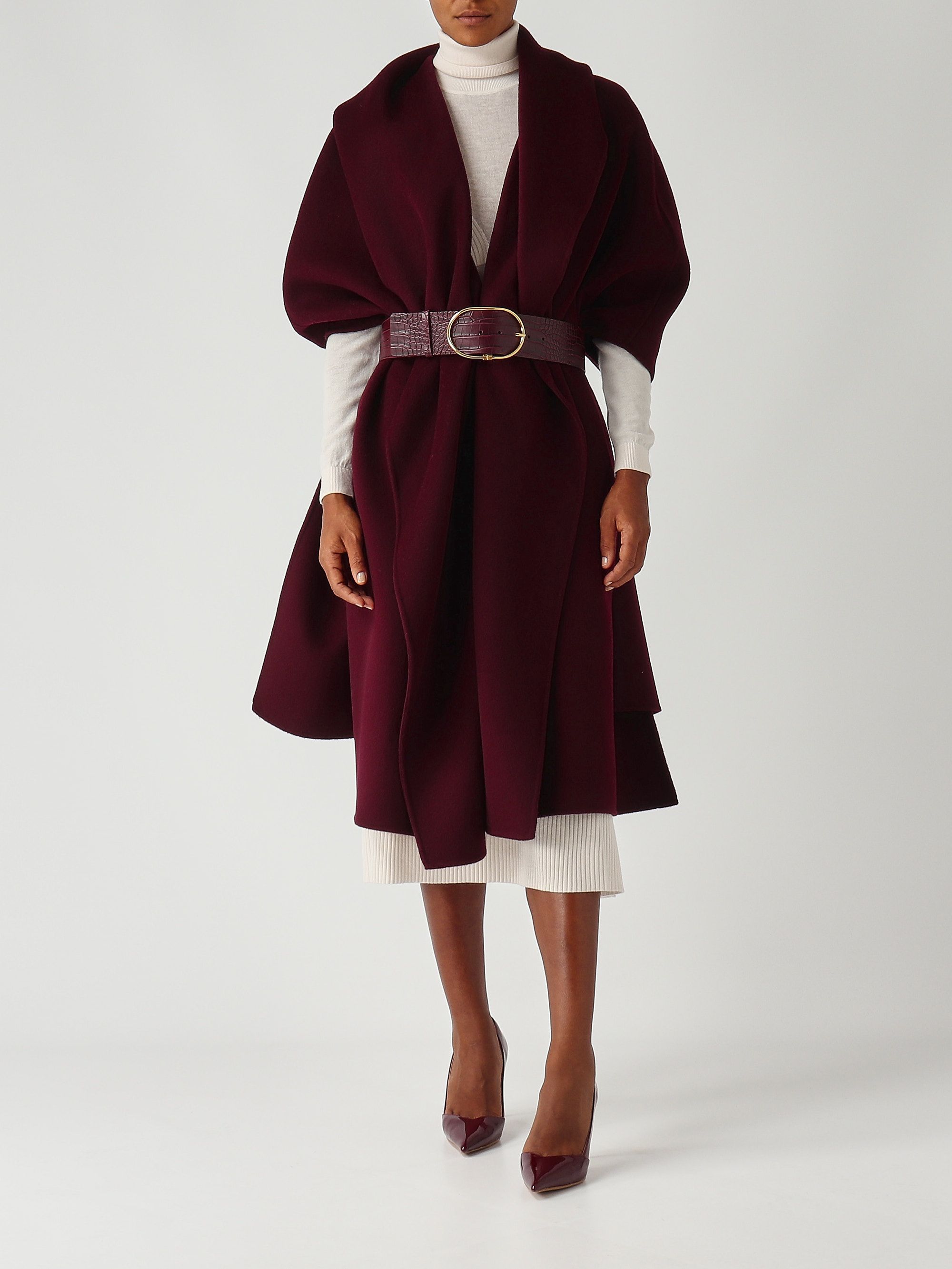 Double wool cloth cape for women cp67d56e2 Merlot