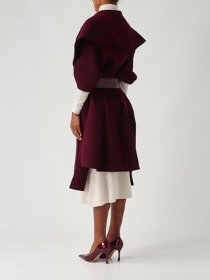4. Mantella donna in panno di lana double Merlot