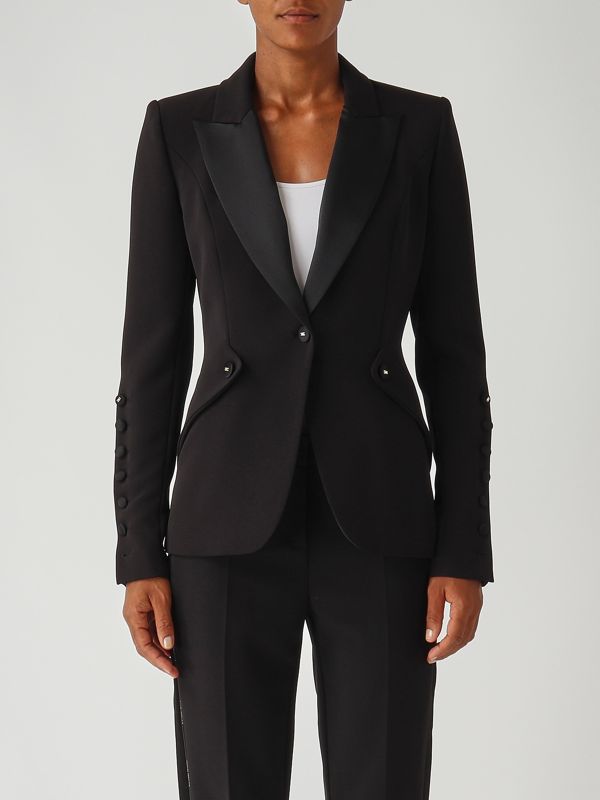 1. Blazer de mujer en crepé elástico Negro Elisabetta Franchi gi54456e2