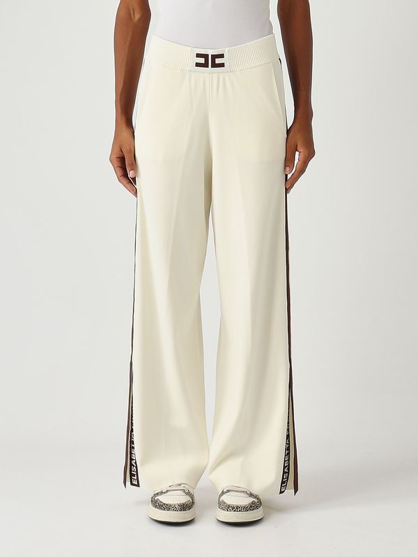 1. Pantalón de mujer de mezcla de viscosa Leche-Café Elisabetta Franchi kp69s56e2