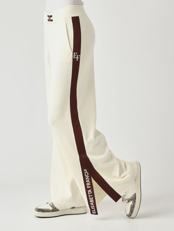 5. Pantalón de mujer de mezcla de viscosa Leche-Café Elisabetta Franchi kp69s56e2