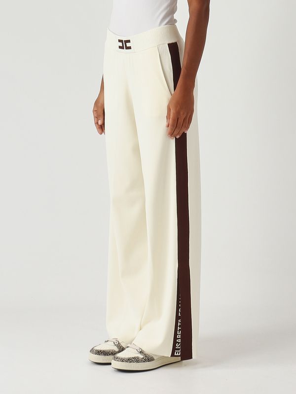 3. Pantalón de mujer de mezcla de viscosa Leche-Café Elisabetta Franchi kp69s56e2