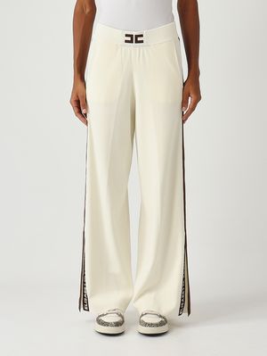 Pantalon femme en mélange viscose Lait-Café Elisabetta Franchi