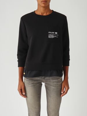 Damen Sweatshirt aus Baumwollmischung Schwarz Elisabetta Franchi