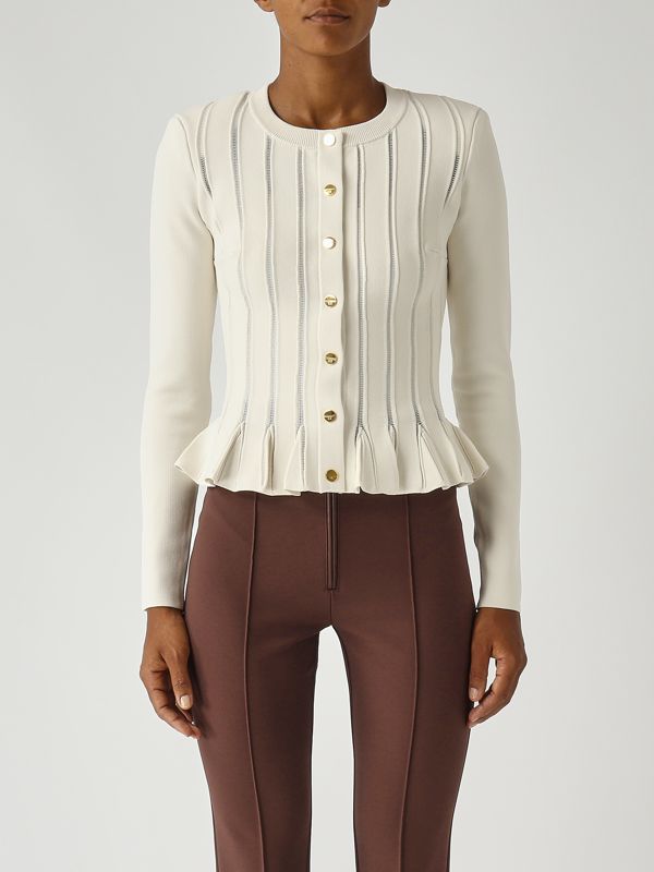 299 ELISABETTA FRANCHI  カーディガン 40 Elisabetta Franchi - Cardigan with Logoed Edges - Black - Pullover