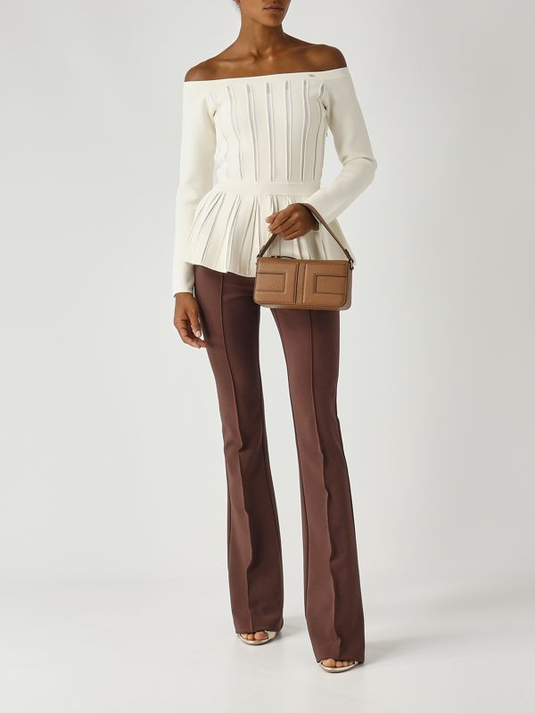 2. Top donna in maglia stretch Latte Elisabetta Franchi mk92s56e2