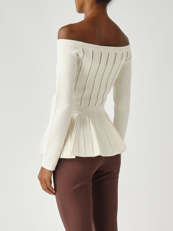 Elisabetta Franchi Stretch knit top for women - Milk | Caposerio.com