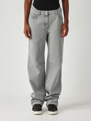 1. Jeans donna in denim di cotone Grigio Chiaro