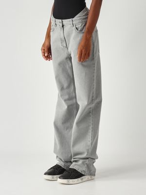 3. Jeans donna in denim di cotone Grigio Chiaro