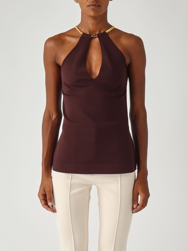 Elisabetta Franchi Knit top for women - Merlot | Caposerio.com