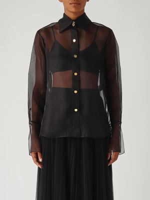 Elisabetta Franchi georgette shirt with ruffles for women