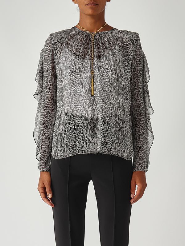 1. Blusa de seda para mujer Negro Elisabetta Franchi ca12757e2