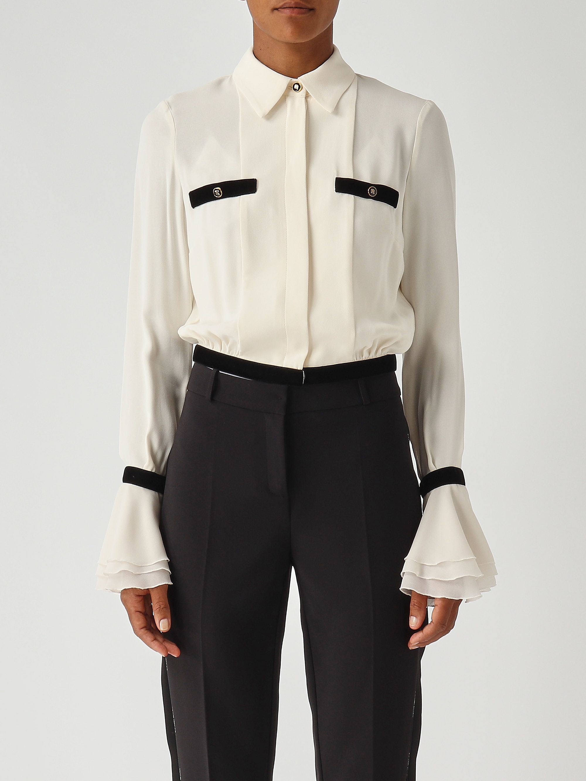 Camisa de mujer de georgette ca13157e2 Leche-Negra | Caposerio.com, image size:2000x2666