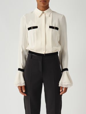 Elisabetta Franchi georgette shirt with all over logo for women