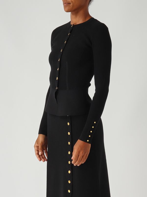 299 ELISABETTA FRANCHI  カーディガン 40 Elisabetta Franchi - Cardigan with Logoed Edges - Black - Pullover